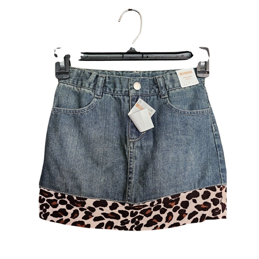 NWT GYMBOREE Size‎ 6 Leopard Trim Denim Adj. Waist Skirt